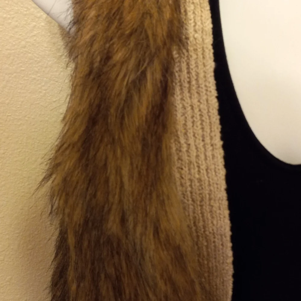 Womens XS Hippie Venus Faux Fur Sweater Vest. Natural. Side Pockets. Vintage - Picture 4 of 12